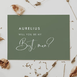 エレガントなセージグリーンのベストマンカード 招待状