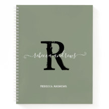 エレガントなセージグリーンのモノグラムスクリプトイニシャルスケッチ