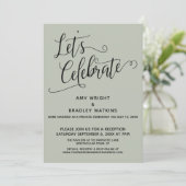 エレガントなセージグリーンのレセプションのみを祝いましょう 招待状 (スタンド正面)
