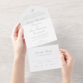 エレガントなセージグリーンの伝統的な結婚式 オールインワン招待状