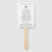 エレガントなセージグリーンの多肉植物のウェディングプログラム ハンドファン (裏面)