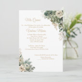 エレガントなセージグリーンの招待状に魅惑のローズを添えて 招待状 (スタンド正面)