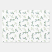 エレガントなセージグリーンの水彩ボタニカルフォリア ラッピングペーパーシート (正面2)