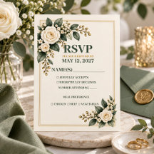 エレガントなセージグリーンの花嫁RSVP