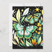 エレガントなセージグリーンの蝶の誕生日 招待状 (裏面)