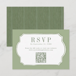 エレガントなセージグリーンのQRコード ウェディング ウェブサイトRSVP カード