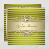 エレガントなセージグリーンゴールドパーティー招待状 招待状 (正面/裏面)