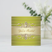 エレガントなセージグリーンゴールドパーティー招待状 招待状 (スタンド正面)
