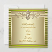 エレガントなセージグリーンゴールドパーティー招待状 招待状 (裏面)