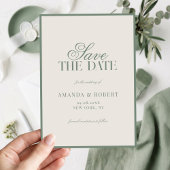 エレガントなセージグリーン オールドマネー ウェディング セーブザデート