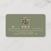 エレガントなセージグリーン＆ゴールドの輝くオーバルモノグラム 名刺 (裏面)