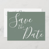 エレガントなセージ Save The Date ポストカード (正面/裏面)