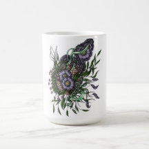エレガントなゼンタングル 紫の花束 陶磁器マグカップ