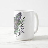 エレガントなゼンタングル 紫の花束 陶磁器マグカップ コーヒーマグカップ (正面右)