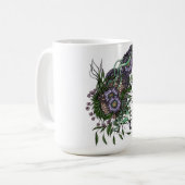 エレガントなゼンタングル 紫の花束 陶磁器マグカップ コーヒーマグカップ (正面左)