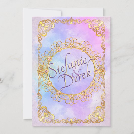 エレガントなソフトパステル＆ゴールド 案内状 (正面)