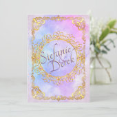 エレガントなソフトパステル＆ゴールド 案内状 (スタンド正面)