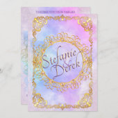 エレガントなソフトパステル＆ゴールド 案内状 (正面/裏面)