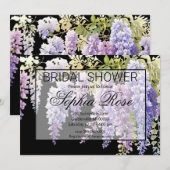 エレガントなソフトパープルの水彩画のような藤のウェディング 招待状 (正面/裏面)