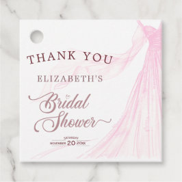 エレガントなソフトピンクのウェディングドレス ブライダルシャワー フェイバータグ