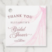 エレガントなソフトピンクのウェディングドレス ブライダルシャワー フェイバータグ (正面)