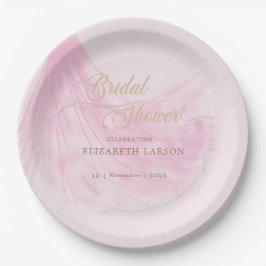エレガントなソフトピンクのウェディングドレス ブライダルシャワー ペーパープレート