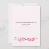 エレガントなソフトピンクのボウリボン　リハーサルディナー 招待状 (裏面)