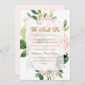 エレガントなソフトピンクの花の誓い更新記念日 招待状 (正面/裏面)