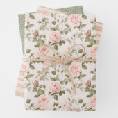 エレガントなソフトフラワーブラッシュピンク ラッピングペーパーシート (インサイチュ)