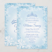エレガントなソフトブルーとストリングライトのミス・キンセ・招待状 招待状 (正面/裏面)