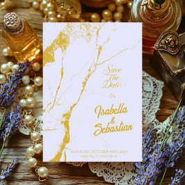 エレガントなソフトラベンダー＆ゴールドマーブル Save the Date 招待状