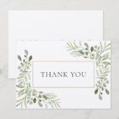 エレガントなソフトリーフグリーンが印象的なサンクスカード サンキューカード (正面/裏面)