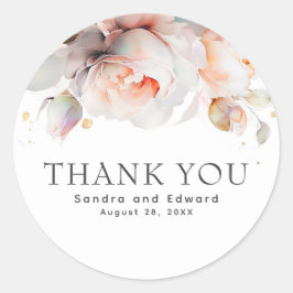 エレガントなソフトローズフラワーボタニカルサンクス ラウンドシール
