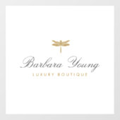 エレガントなタイプのゴールドトンボのロゴ（白背景） ウィンドウサイン (シート)