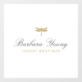 エレガントなタイプのゴールドトンボのロゴ(白背景) ウィンドウサイン