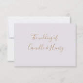 エレガントなタイプのダークブルーゴールド ライラック ウェディング RSVP 招待状 (裏面)