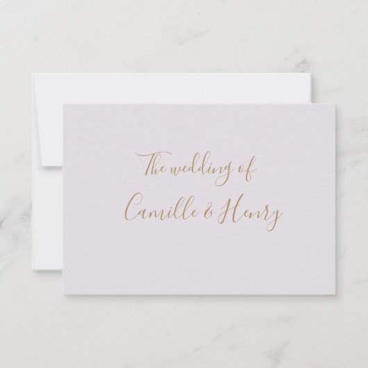 エレガントなタイプのダークブルーゴールド ライラック ウェディング RSVP 招待状 (裏面)