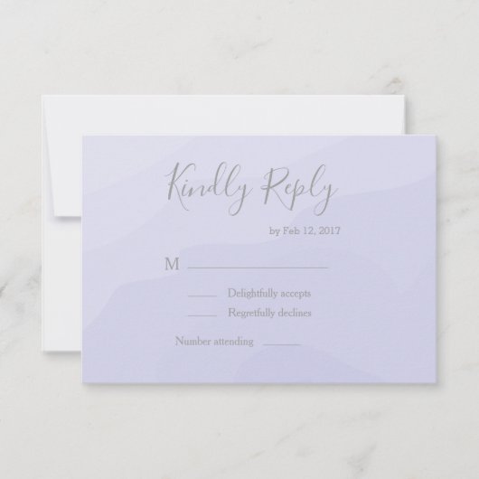 エレガントなタイプのラベンダー水彩画ウェディングRSVP 招待状 (正面)