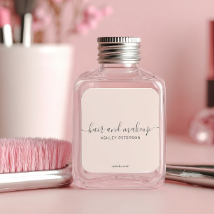 エレガントなタイポグラフィでピンクの髪のメイクアップ スクエアシール