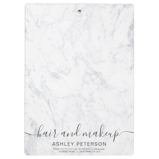 エレガントなタイポグラフィの粋で白い大理石の毛の化粧 クリップボード (裏面)