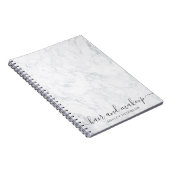 エレガントなタイポグラフィの粋で白い大理石の毛の化粧 ノートブック (右側)