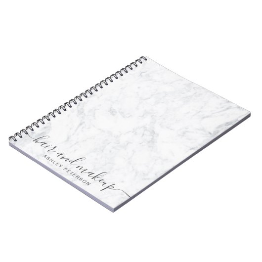 エレガントなタイポグラフィの粋で白い大理石の毛の化粧 ノートブック (左側)