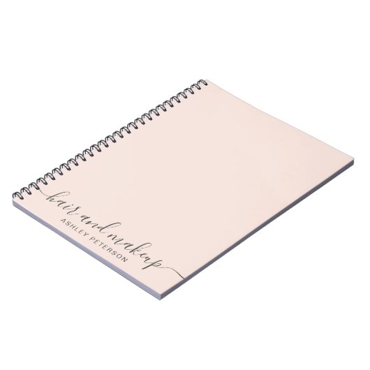 エレガントなタイポグラフィの粋な赤面のピンクの毛の化粧 ノートブック (左側)