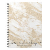 エレガントなタイポグラフィの金ゴールドのグリッターの大理石の毛の化粧 ノートブック (正面)