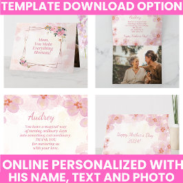 エレガントなタイポグラフィーとキュートな花のモチーフの記念カード カード