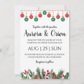 エレガントなタイポグラフィーのクリスマスウェディングカード 招待状 (正面)