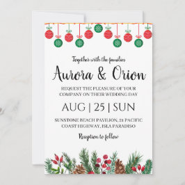 エレガントなタイポグラフィーのクリスマスウェディングカード 招待状