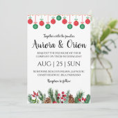 エレガントなタイポグラフィーのクリスマスウェディングカード 招待状 (スタンド正面)