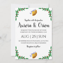 エレガントなタイポグラフィーのクリスマスウェディングカード 招待状