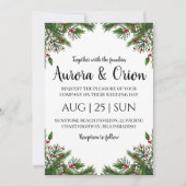 エレガントなタイポグラフィーのクリスマスウェディングカード 招待状 (正面)